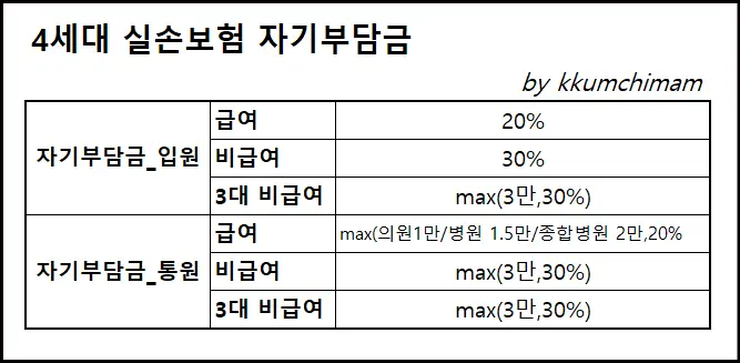 4세대 실손보험 자기부담금